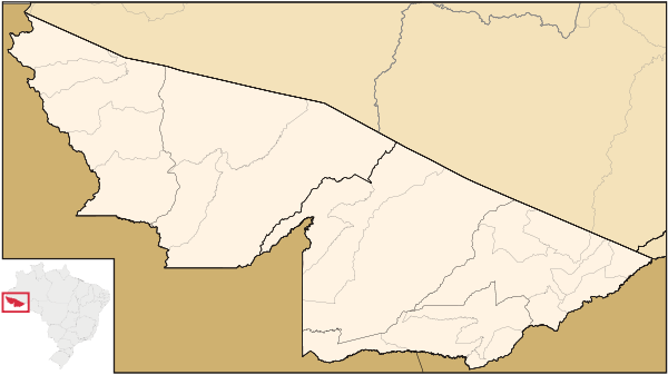 O estado do Acre dividido em suas mesorregiões, microrregiões e municípios.
